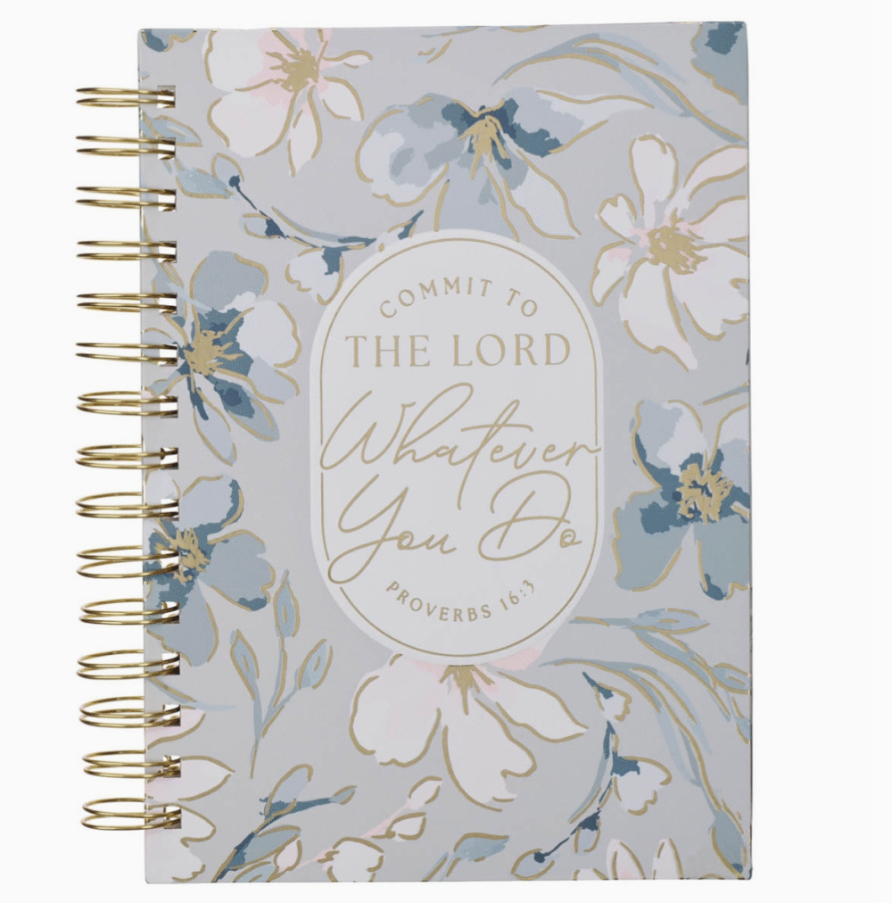 Serene Prayer Pale Blue Floral Commit to the Lord Wirebound Journal