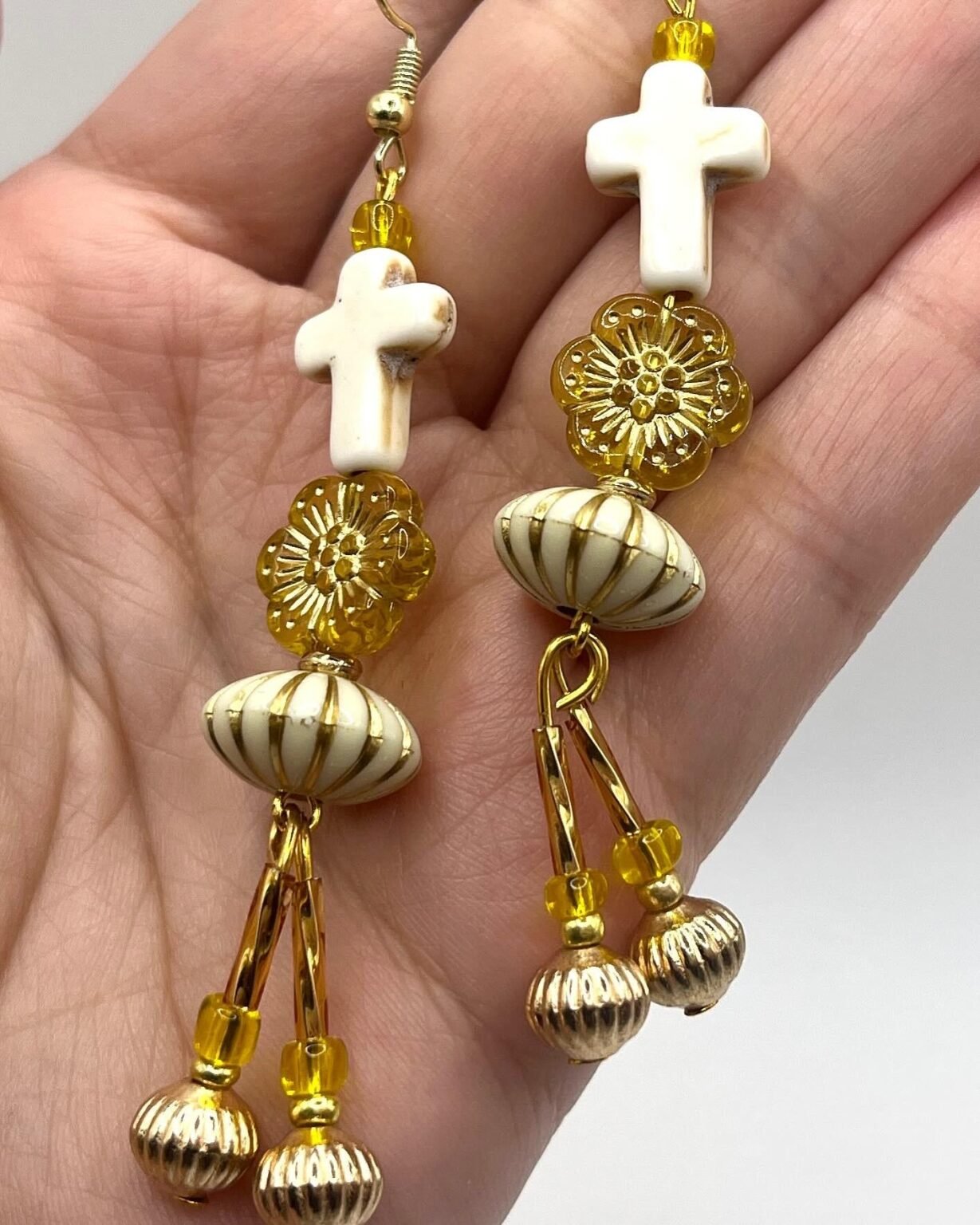 Sunlit Cross Dangle Earrings