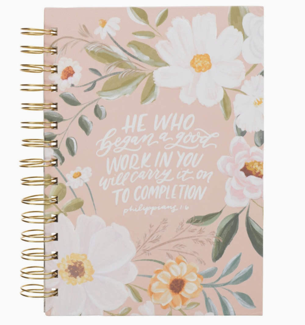 Blossom Faith Peach Good Work Floral Wirebound Journal