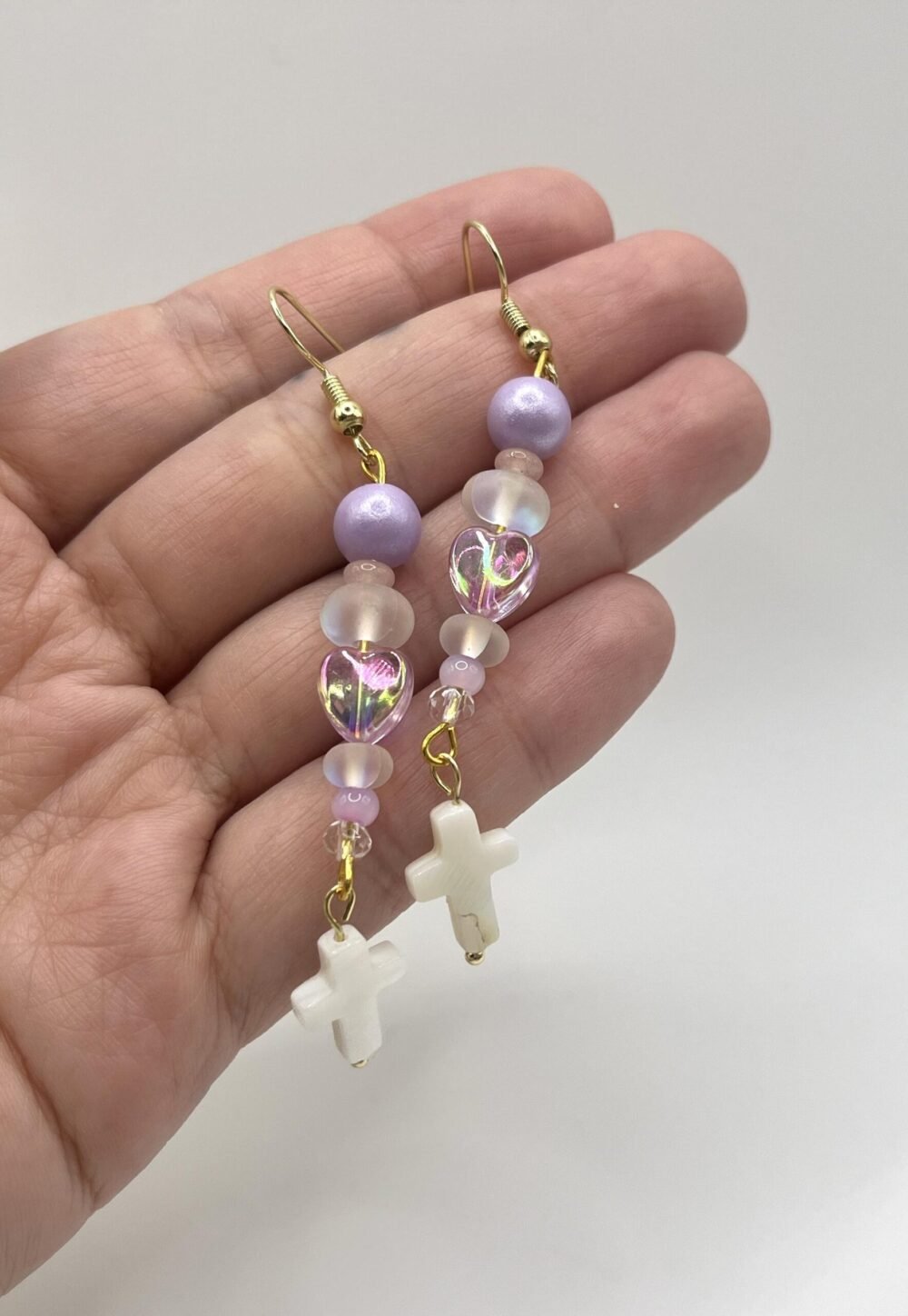 Handcrafted Purple Iridescent Heart – BOHO Christian Jewelry with Purple Beads