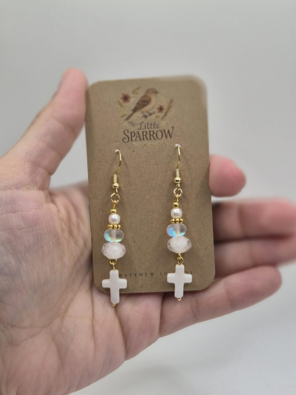 Grace White Cross Earrings