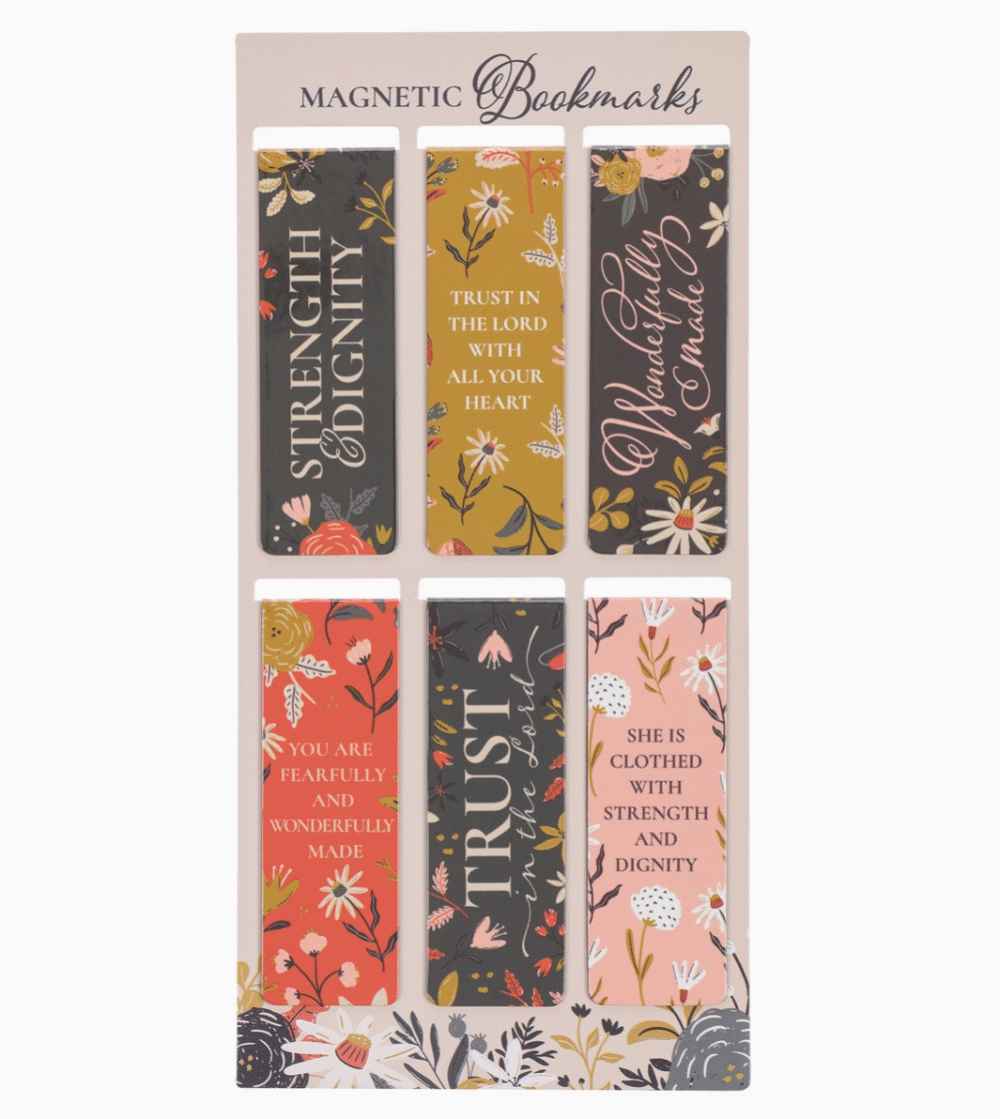 Faith and Floral Mustard Magnetic Bookmark Set